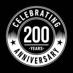 200 years logo. Two hundred years anniversary celebration design template. Vector and illustration.
