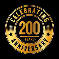 200 years logo. Two hundred years anniversary celebration design template. Vector and illustration.