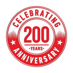 200 years logo. Two hundred years anniversary celebration design template. Vector and illustration.