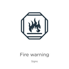 Fire warning icon vector. Trendy flat fire warning icon from signs collection isolated on white background. Vector illustration can be used for web and mobile graphic design, logo, eps10