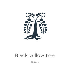 Black willow tree icon vector. Trendy flat black willow tree icon from nature collection isolated on white background. Vector illustration can be used for web and mobile graphic design, logo, eps10