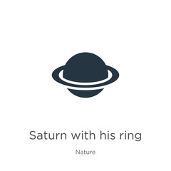Saturn with his ring icon vector. Trendy flat saturn with his ring icon from nature collection isolated on white background. Vector illustration can be used for web and mobile graphic design, logo,
