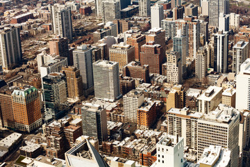 Chicago city midtown panoramic view of buildings