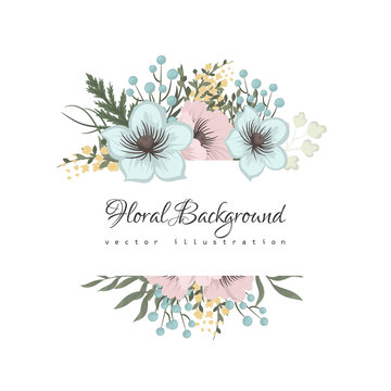 Floral Border Background - Pink And Mint Green Flower Pattern