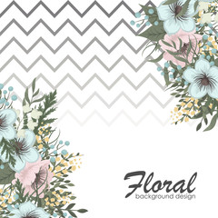 Floral border background - pink and mint green flower pattern