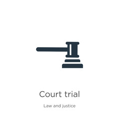 Court trial icon vector. Trendy flat court trial icon from law and justice collection isolated on white background. Vector illustration can be used for web and mobile graphic design, logo, eps10
