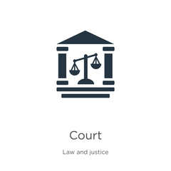 Court icon vector. Trendy flat court icon from law and justice collection isolated on white background. Vector illustration can be used for web and mobile graphic design, logo, eps10
