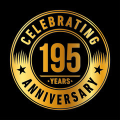 195 years logo. One hundred and ninety-five years anniversary celebration design template. Vector and illustration.