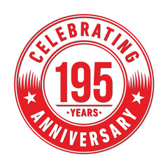 195 years logo. One hundred and ninety-five years anniversary celebration design template. Vector and illustration.