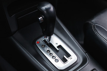 Obraz na płótnie Canvas Automatic transmission car, detail of modern car interior, close up