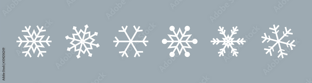 Wall mural snowflake set on isolated background. isolated snowflake collection. frost background. christmas ico