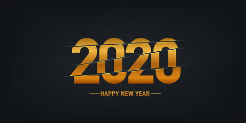 2020 new year golden card poster. Happy new year. Vector background