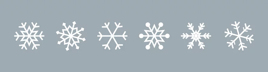 Fotobehang Sneeuwvlok ingesteld op geïsoleerde achtergrond. Geïsoleerde sneeuwvlok collectie. Vorst achtergrond. Kerst icoon. vector illustratie © 123levit