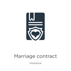 Marriage contract icon vector. Trendy flat marriage contract icon from insurance collection isolated on white background. Vector illustration can be used for web and mobile graphic design, logo, eps10