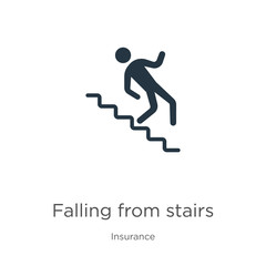 Falling from stairs icon vector. Trendy flat falling from stairs icon from insurance collection isolated on white background. Vector illustration can be used for web and mobile graphic design, logo,