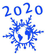 Abstract 2020 globe snowflake