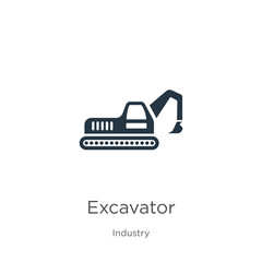 Excavator icon vector. Trendy flat excavator icon from industry collection isolated on white background. Vector illustration can be used for web and mobile graphic design, logo, eps10