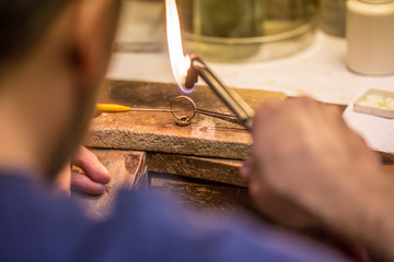 Hand-made wedding ring by goldsmith craftsman