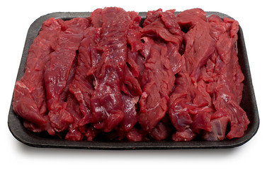 Beef meat in a tray ready for sale