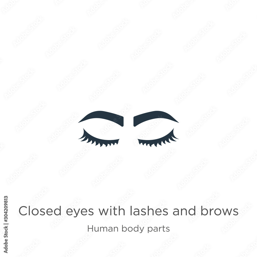 Poster closed eyes with lashes and brows icon vector. trendy flat closed eyes with lashes and brows icon fr