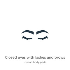Closed eyes with lashes and brows icon vector. Trendy flat closed eyes with lashes and brows icon from human body parts collection isolated on white background. Vector illustration can be used for web