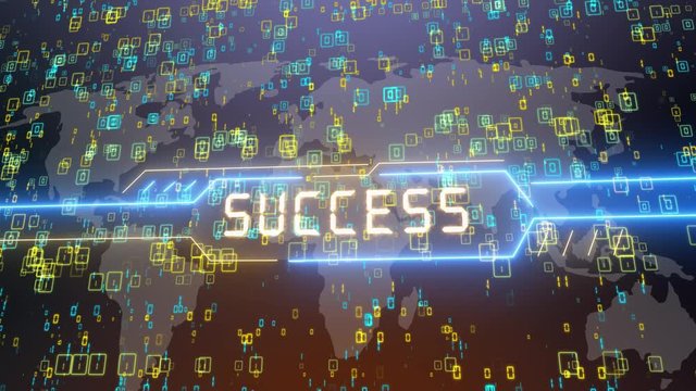 Success words text typing writing on old glitch computer lcd led tube tv screen display background blinking animation New quality universal vintage motion dynamic animated retro colorful joyful video