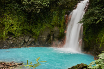 Fototapeta na wymiar Waterfall of the Celeste River in Tenorio Volcano National Park, Costa Rica