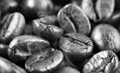 Coffee beans close up background