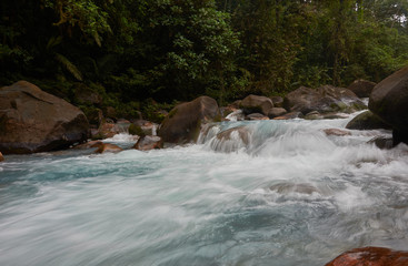 Fototapeta premium Celeste River in Tenorio Volcano National Park, Costa Rica