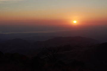 Sunset over the Guanacaste Peninsula, the Gulf of Nicoya and the Colorado Gulf from Monteverde. Costa Rica