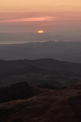 Sunset over the Guanacaste Peninsula, the Gulf of Nicoya and the Colorado Gulf from Monteverde. Costa Rica