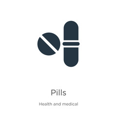 Pills icon vector. Trendy flat pills icon from health collection isolated on white background. Vector illustration can be used for web and mobile graphic design, logo, eps10