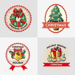 christmas holiday season sticker badge doodle