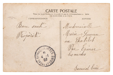 Vintage postcard stamp Used paper background
