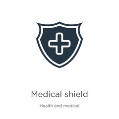 Medical shield icon vector. Trendy flat medical shield icon from health and medical collection isolated on white background. Vector illustration can be used for web and mobile graphic design, logo,