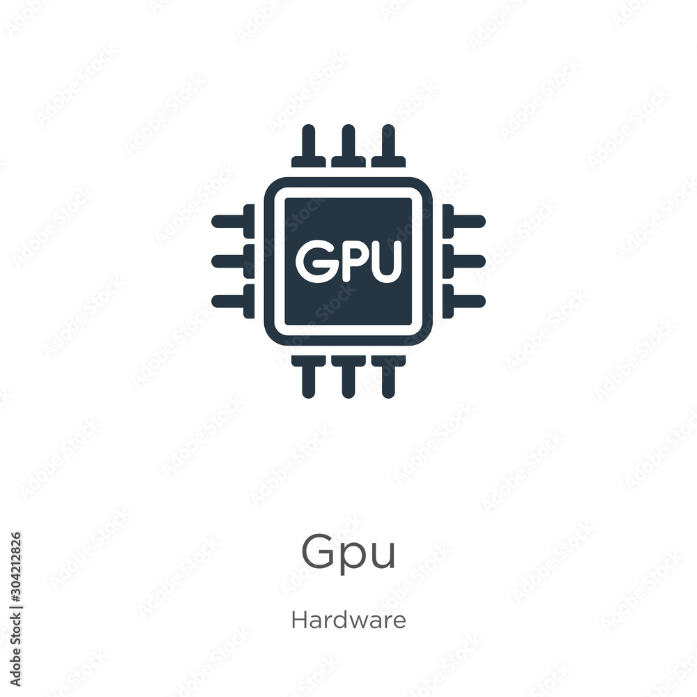 Poster gpu icon vector. trendy flat gpu icon from hardware collection isolated on white background. vector 