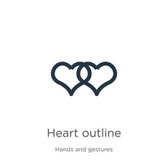 Heart outline icon vector. Trendy flat heart outline icon from hands and gestures collection isolated on white background. Vector illustration can be used for web and mobile graphic design, logo,