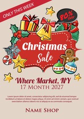 christmas super sale poster hand drawn