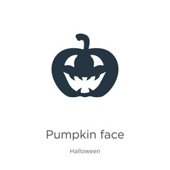 Pumpkin face icon vector. Trendy flat pumpkin face icon from halloween collection isolated on white background. Vector illustration can be used for web and mobile graphic design, logo, eps10