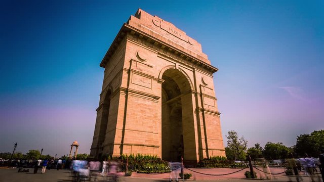 India Gate in New Delhi time lapse