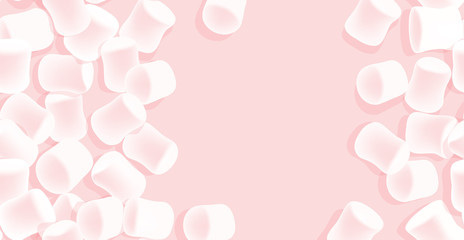 Marshmallow background. Tasty marshmallows on pink background. Candy texture. - obrazy, fototapety, plakaty