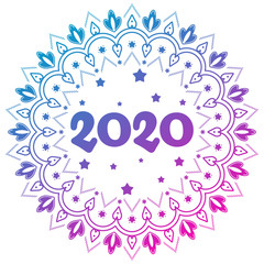 Christmas and new year decoration mandala ornament with number 2020.