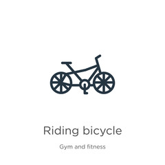 Riding bicycle icon vector. Trendy flat riding bicycle icon from gym and fitness collection isolated on white background. Vector illustration can be used for web and mobile graphic design, logo, eps10