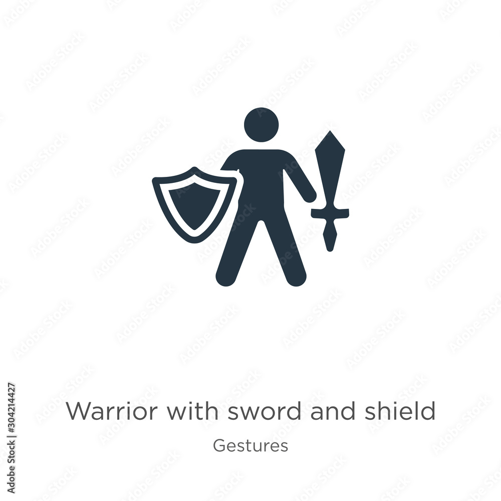 Poster warrior with sword and shield icon vector. trendy flat warrior with sword and shield icon from gestu