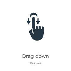 Drag down icon vector. Trendy flat drag down icon from gestures collection isolated on white background. Vector illustration can be used for web and mobile graphic design, logo, eps10