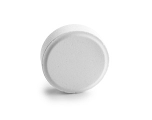 View of pill on white background