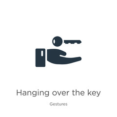 Hanging over the key icon vector. Trendy flat hanging over the key icon from gestures collection isolated on white background. Vector illustration can be used for web and mobile graphic design, logo,