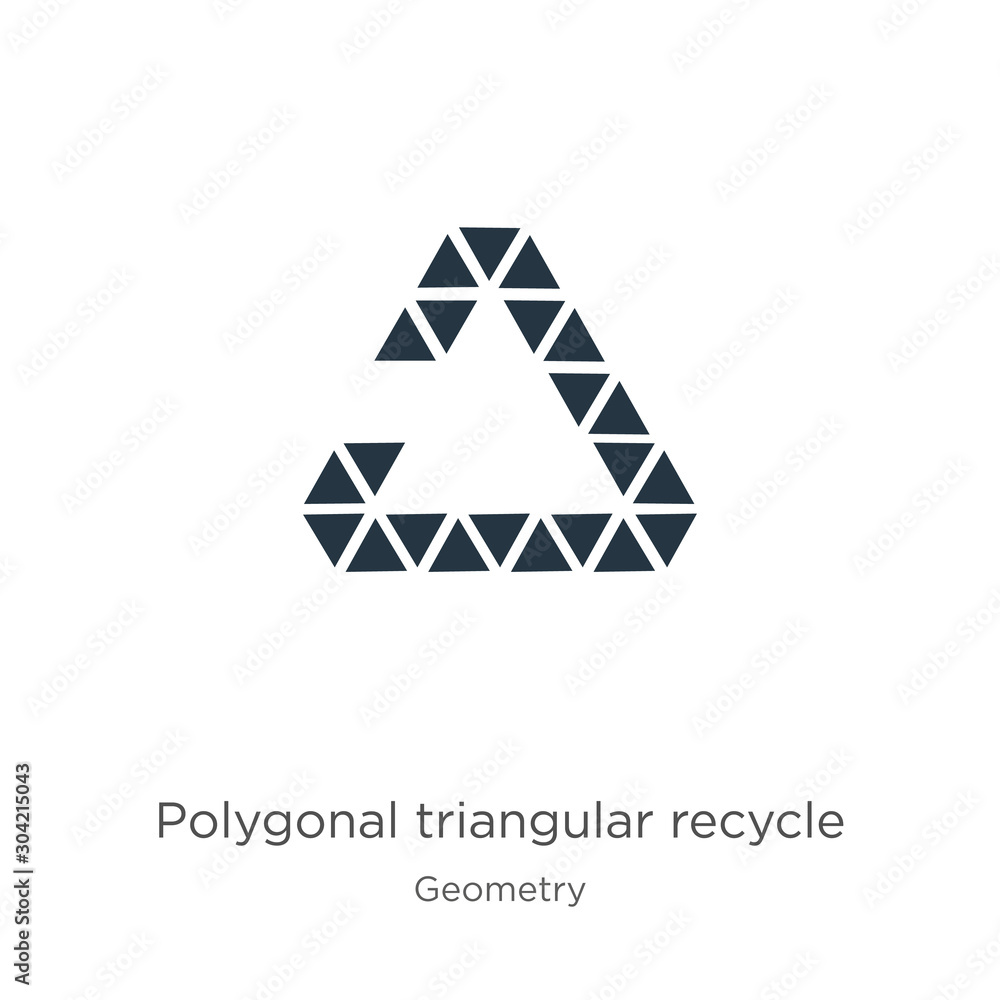 Poster polygonal triangular recycle symbol icon vector. trendy flat polygonal triangular recycle symbol ico