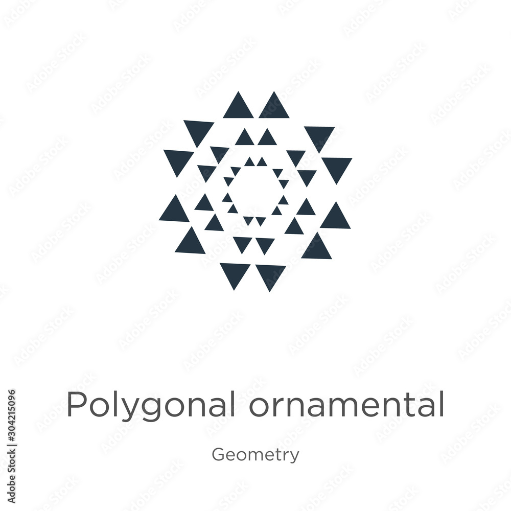 Poster polygonal ornamental shape of triangles icon vector. trendy flat polygonal ornamental shape of trian