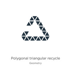 Polygonal triangular recycle symbol icon vector. Trendy flat polygonal triangular recycle symbol icon from geometry collection isolated on white background. Vector illustration can be used for web and